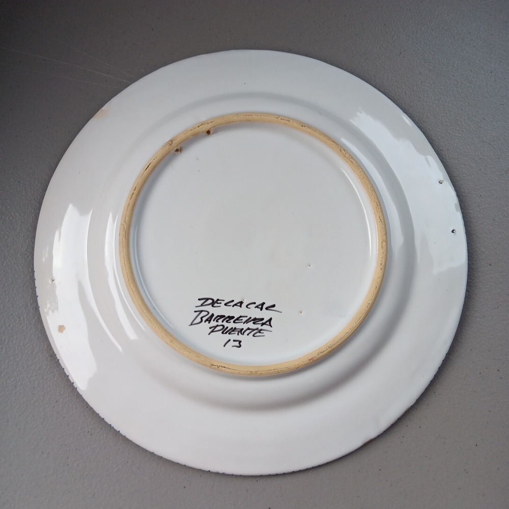 De-La-Cal-Barreira-Puente Spain Handmade Ceramic Pottery Plate Artsy Peasant VTG - Picture 4 of 7